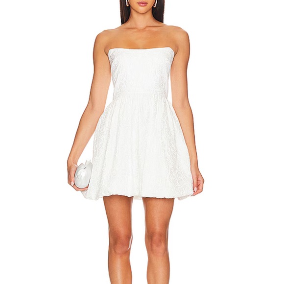 Amanda Uprichard White Textured Strapless Dress Size Large - Picture 1 of 7